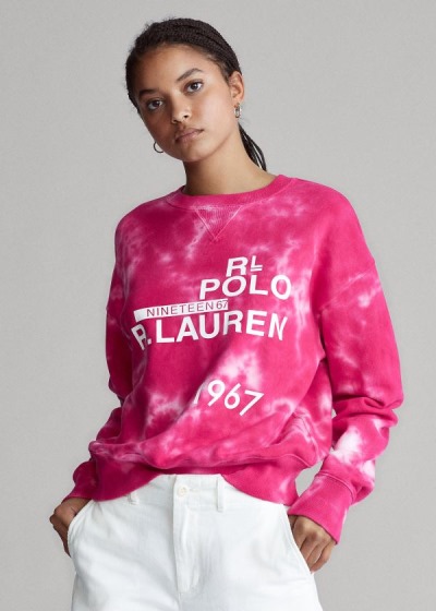 Sudaderas Polo Ralph Lauren Mujer Rosas - Logo Tie-Dye - CPKLQ5071